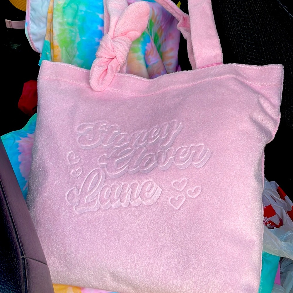Stoney Clover Lane Terry Cloth Embossed Beach Tote PINK